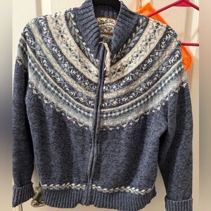 Vintage patterned zip sweater jacket/cardigan